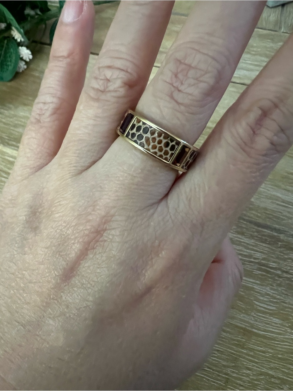 Camille Lucie Gold Tone Snakeskin Band Ring - Size 7